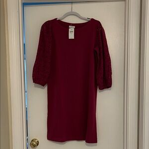 J. Jill Deep Red Long Sleeve Dress